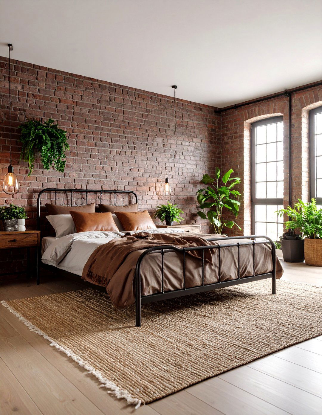 Industrial Boho Bedroom with Black Metal Accents - 25 Black and Brown Bedroom Ideas
