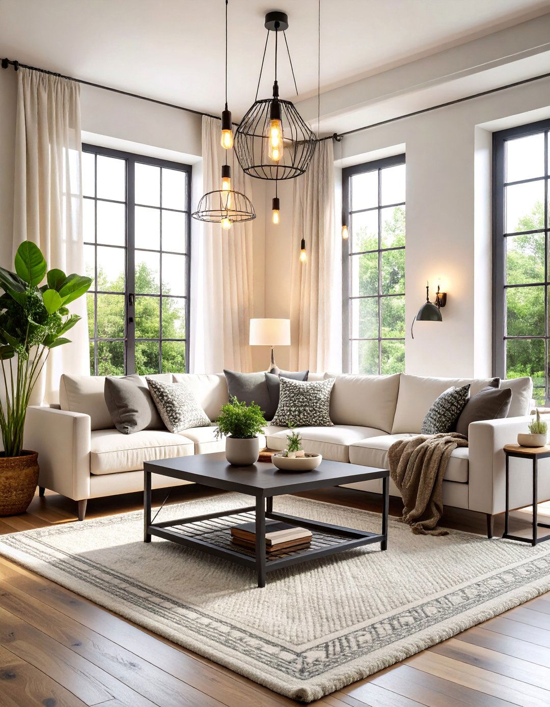 Industrial Boho Loft with Black Metal Elements - 25 Black and White Boho Living Room Ideas