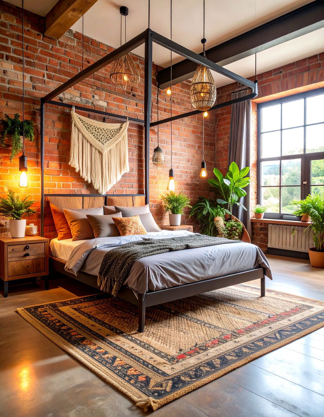 Industrial Boho Primary Bedroom with Exposed Elements - 25 Primary Bedroom Ideas