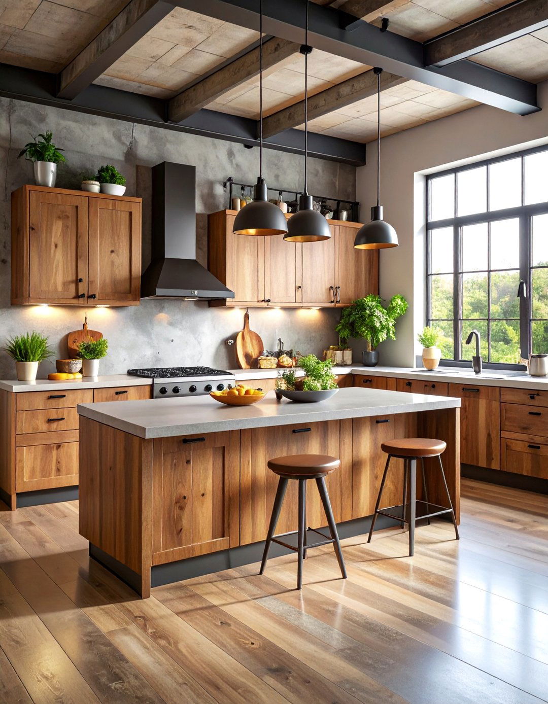 Industrial Brown and Black Kitchen with Metal Accents - 25 Black and Brown Kitchen Ideas