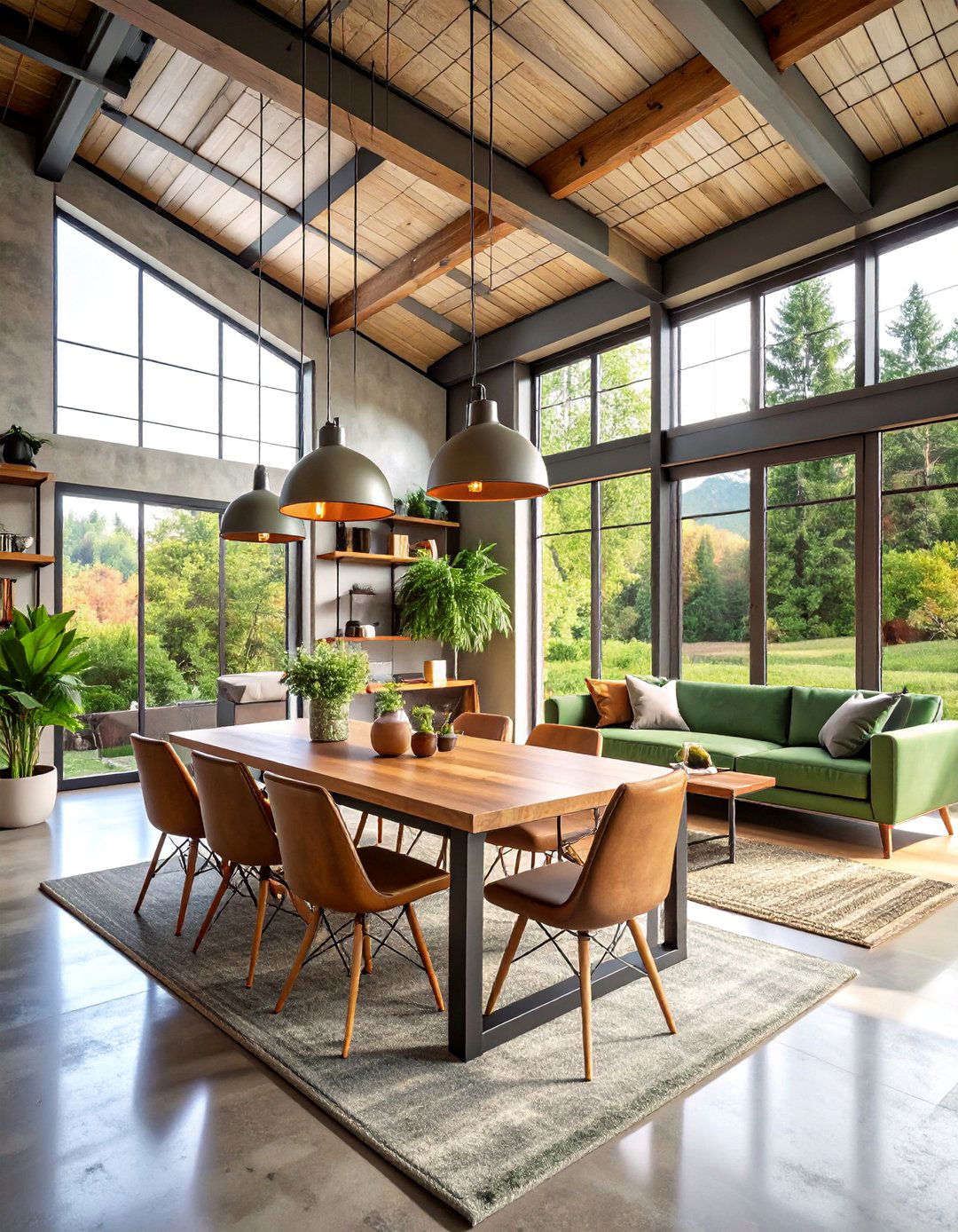 Industrial Cabin with Exposed Metal and Concrete Elements - 25 One Room Cabin Interior Design Ideas