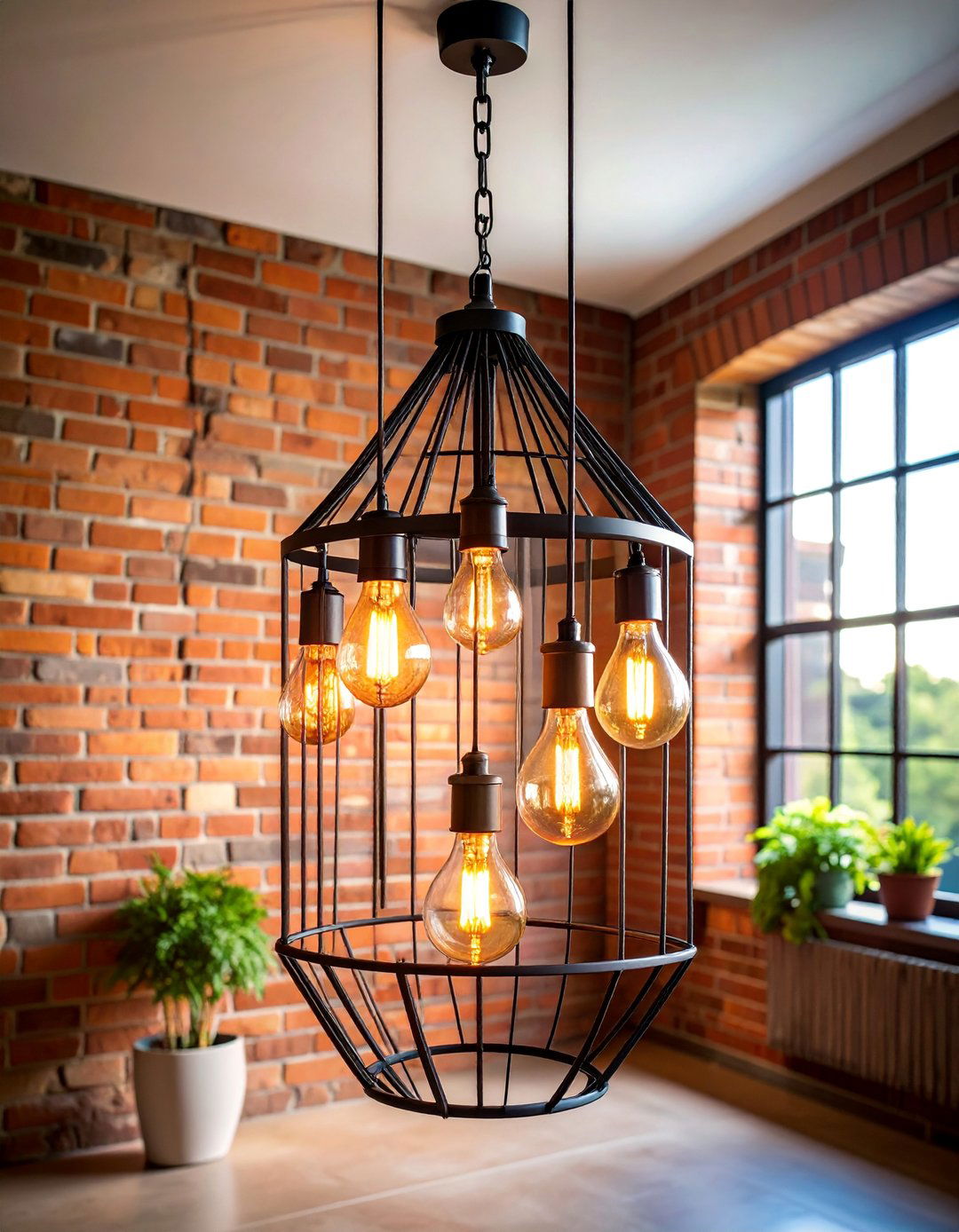 Industrial Cage Chandelier with Edison Bulbs - 25 Entryway Lighting Ideas