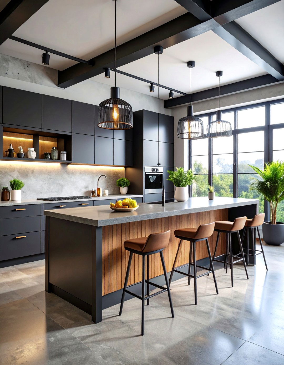Industrial Chic Bar with Exposed Metal Framework - 25 Kitchen Bar Ideas