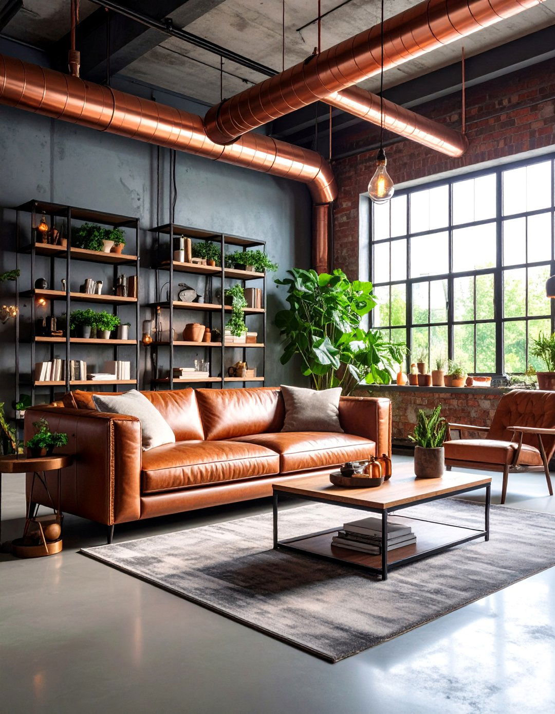 Industrial Chic Black Sofa with Copper Accents - 25 Living Room Ideas With Black Couches