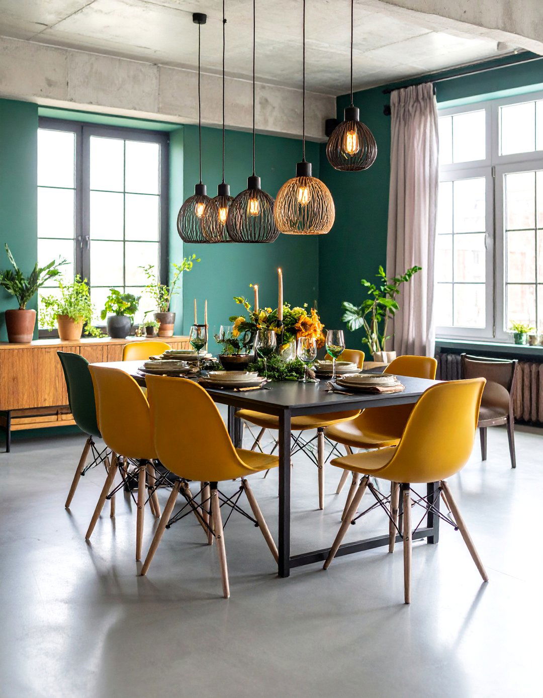 Industrial Chic Casual Dining Room with Metal Accents - 25 Casual Dining Room Ideas
