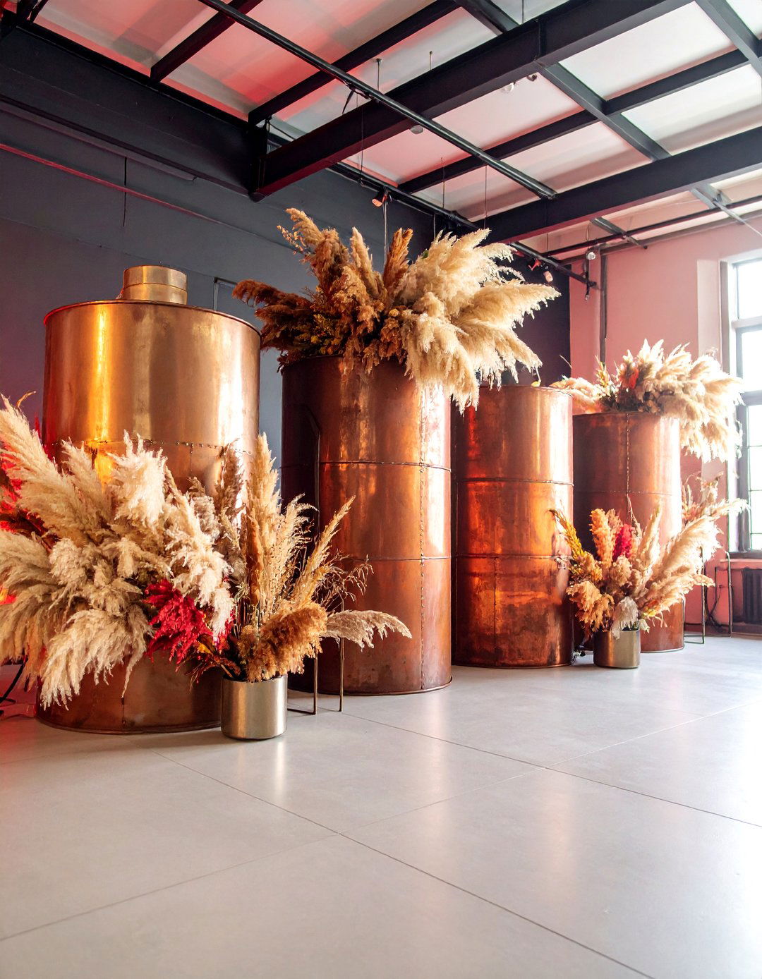 Industrial Chic Design - 25 Pampas Grass Wedding Decor Ideas