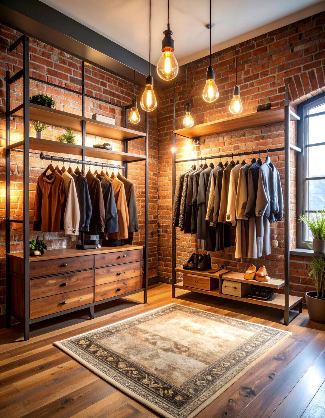 Industrial Chic Dressing Room with Exposed Elements - 25 Dressing Room Ideas