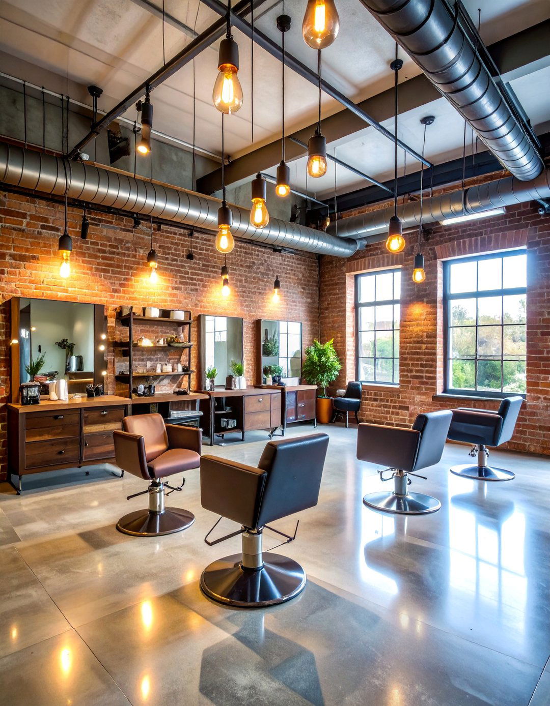 Industrial Chic Exposed Elements Salon - 25 Salon Interior Design Ideas