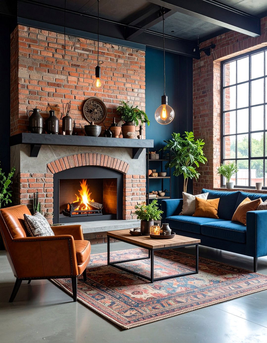 Industrial Chic Fireplace with Raw Materials and Metal Accents - 25 Fireplace Decor Ideas
