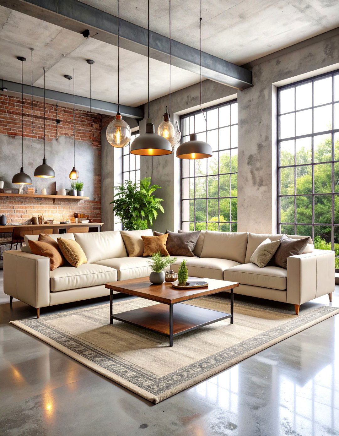 Industrial Chic Grey and Cream Loft - 25 Grey and Cream Living Room Ideas
