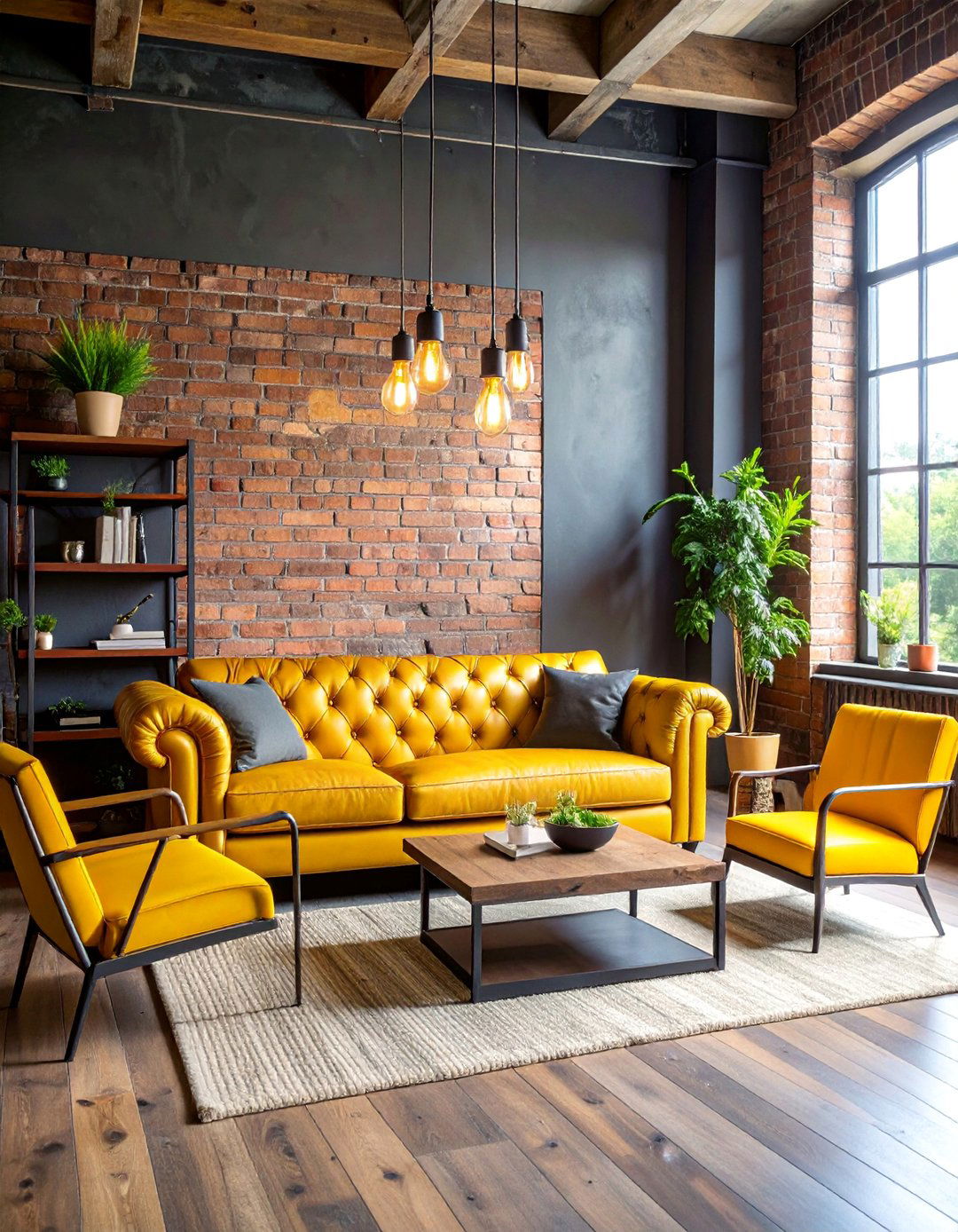 Industrial Chic Grey and Yellow Living Room - 25 Grey and Yellow Living Room Ideas