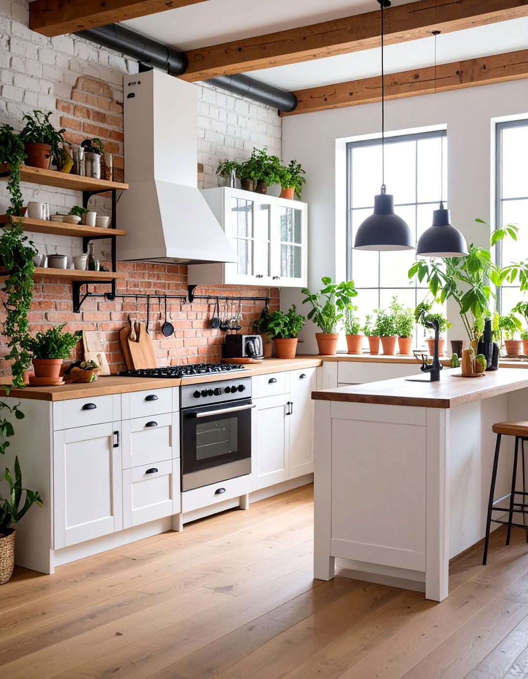 Industrial Chic Kitchen with Raw Steel Hardware - 25 White Kitchen Cabinets With Black Hardware