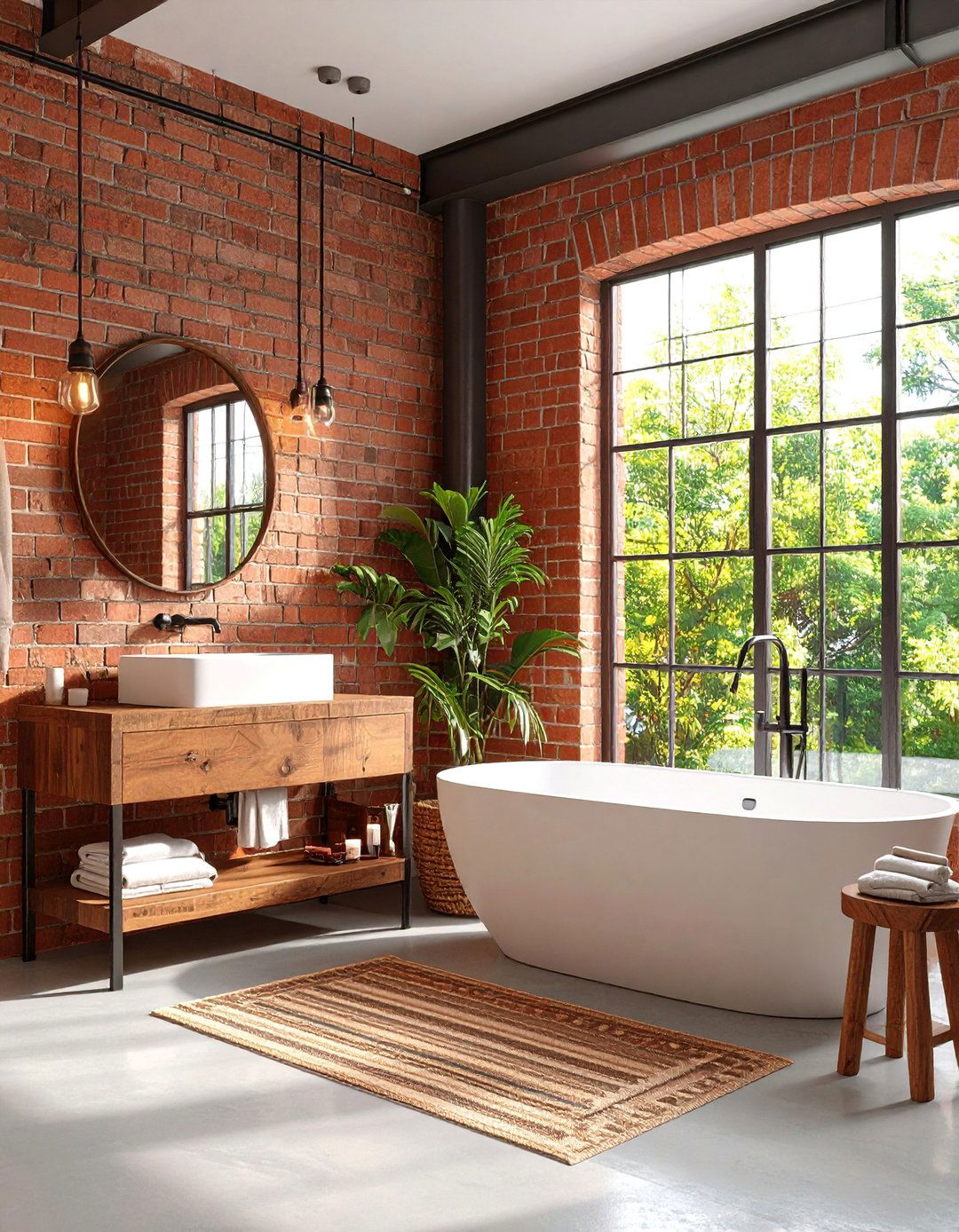 Industrial Chic Powder Room with Exposed Brick Elements - 25 Eclectic Powder Room Ideas