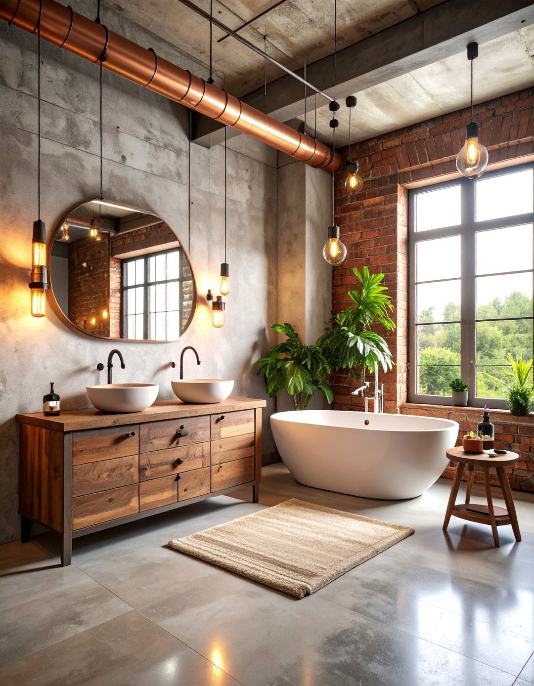 Industrial Chic Restaurant Bathroom with Exposed Elements - 25 Restaurant Bathroom Ideas