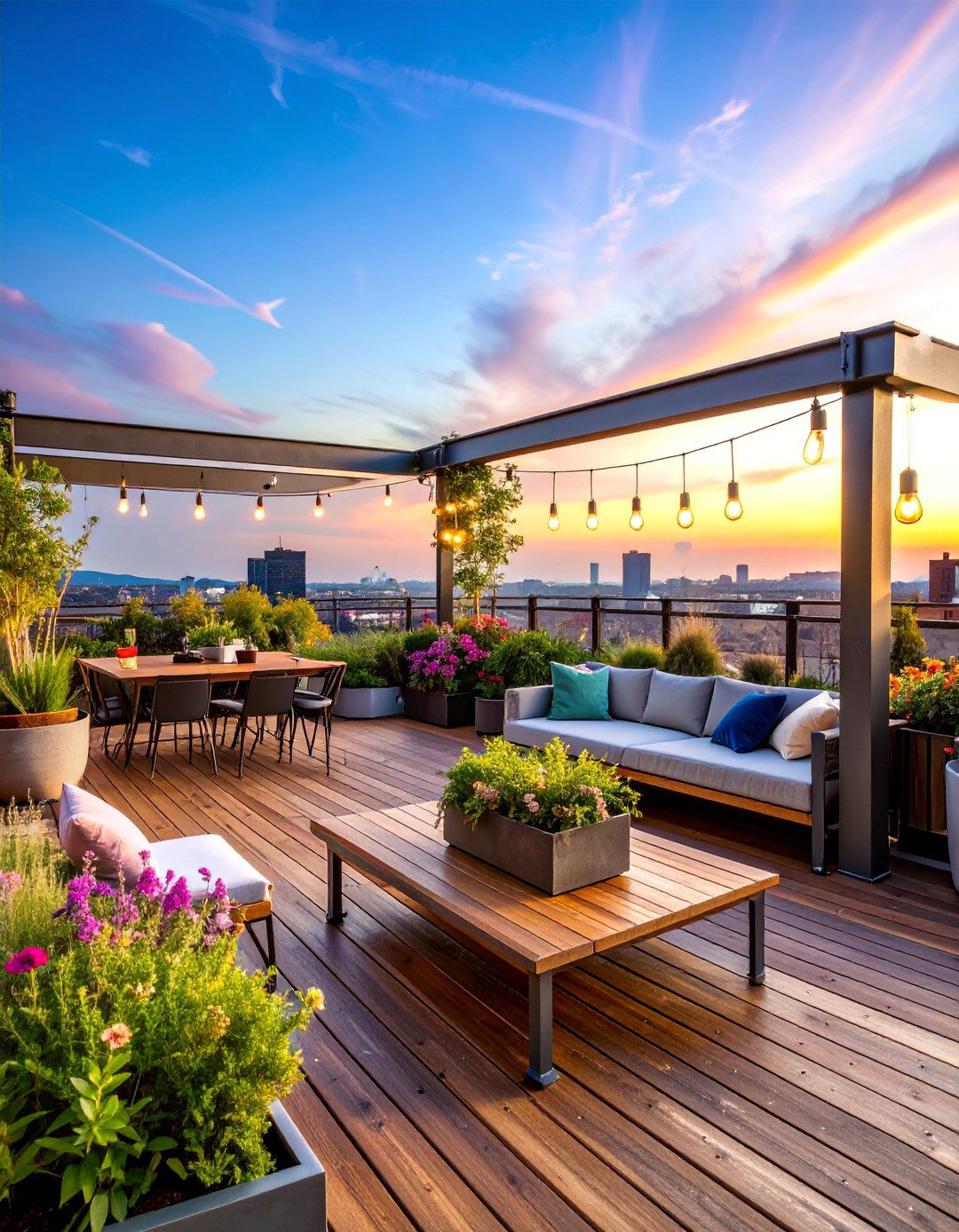 Industrial Chic Rooftop with Metal Accents - 25 Residential Rooftop Design Ideas