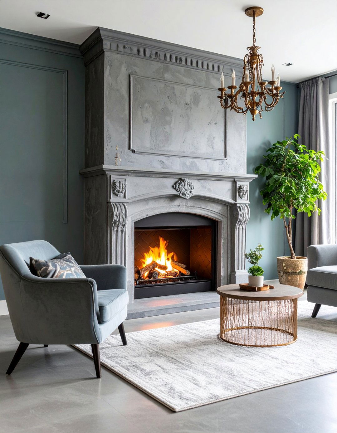 Industrial Chic Stucco Fireplace with Metal Accents - 25 Stucco Fireplace Ideas