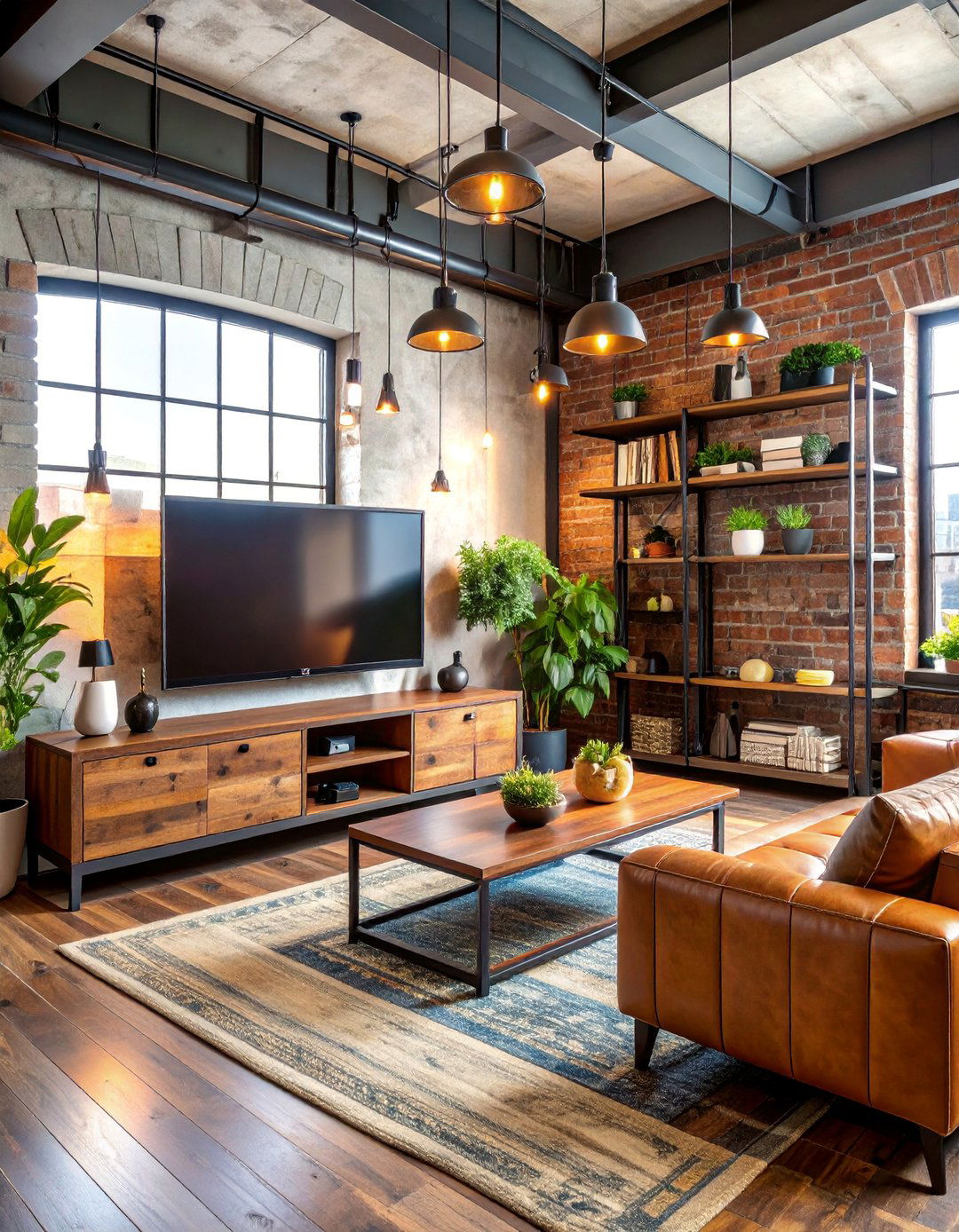 Industrial Chic TV Wall with Metal Accents - 25 Small Living Room Ideas With Tv