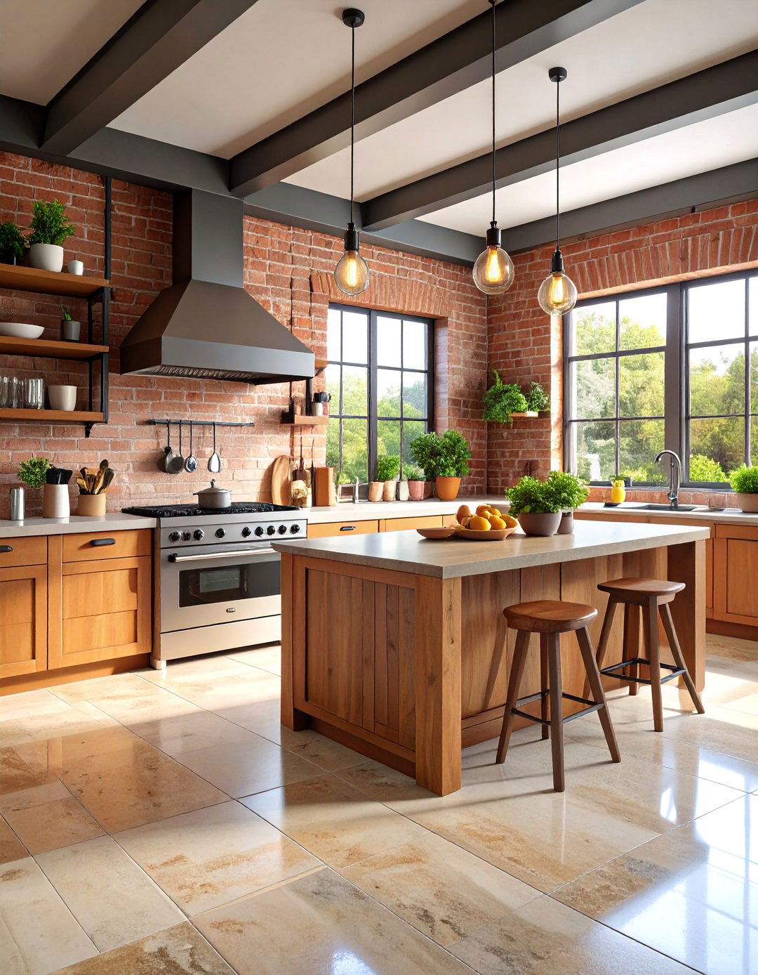 Industrial Chic Travertine Floor Kitchen - 25 Travertine Floor Kitchen Ideas