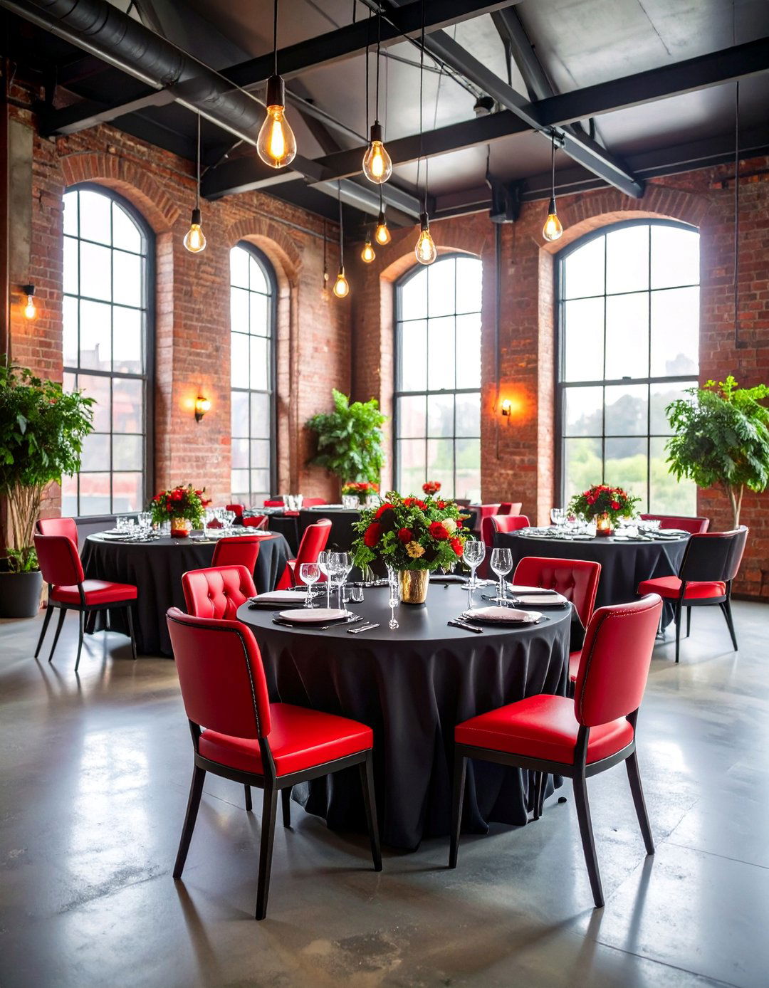 Industrial Chic Wedding with Red Highlights - 25 Red and Black Wedding Ideas