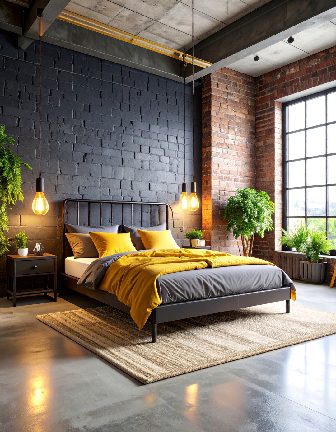 Industrial Chic Yellow and Grey Bedroom Design - 25 Yellow and Grey Bedroom Ideas