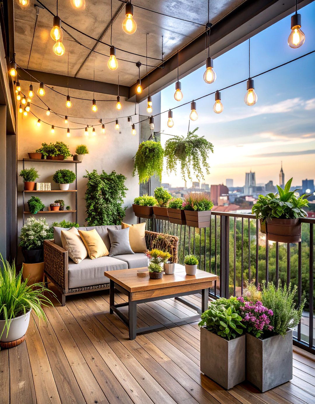 Industrial Chic with Metal and Concrete - 25 Balcony Ideas