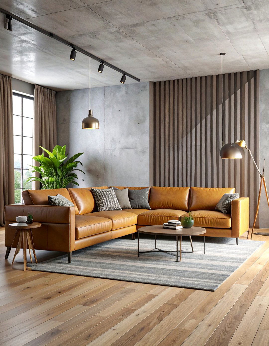 Industrial Concrete Angled Stripe Geometric Accent Wall - 25 Geometric Accent Wall Ideas