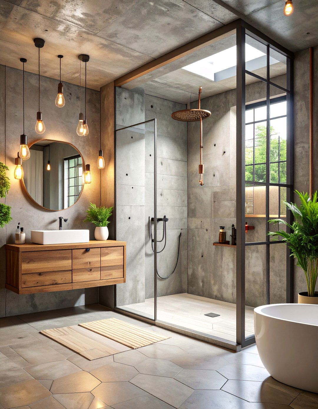 Industrial Concrete Double Shower Loft - 25 Double Shower Ideas