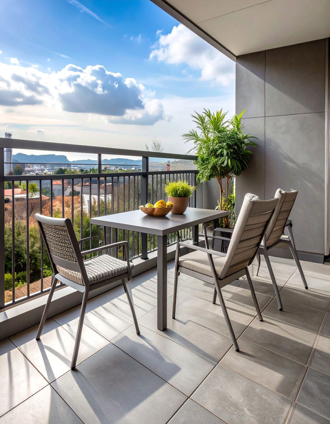 Industrial Concrete Effect Minimalist Balcony - 25 Balcony Tiles Ideas