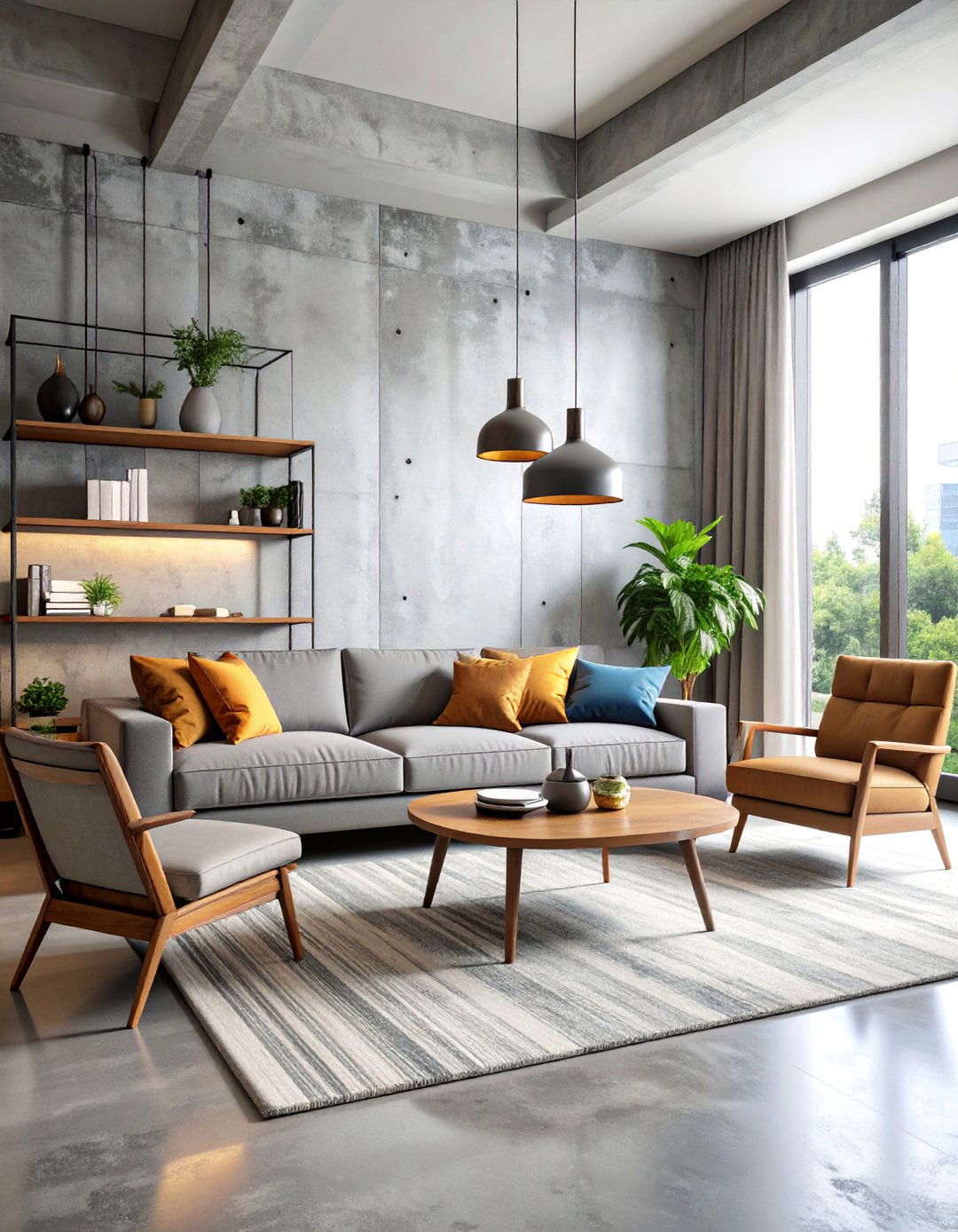 Industrial Concrete Effect Wallpaper - 25 Living Room Wallpaper Ideas