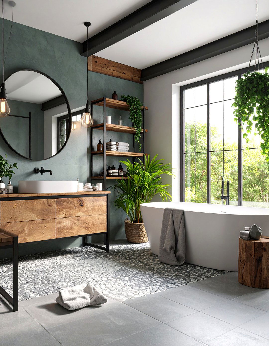 Industrial Concrete Look Bathroom Mosaic Floor Tile - 25 Bathroom Mosaic Floor Tile Ideas