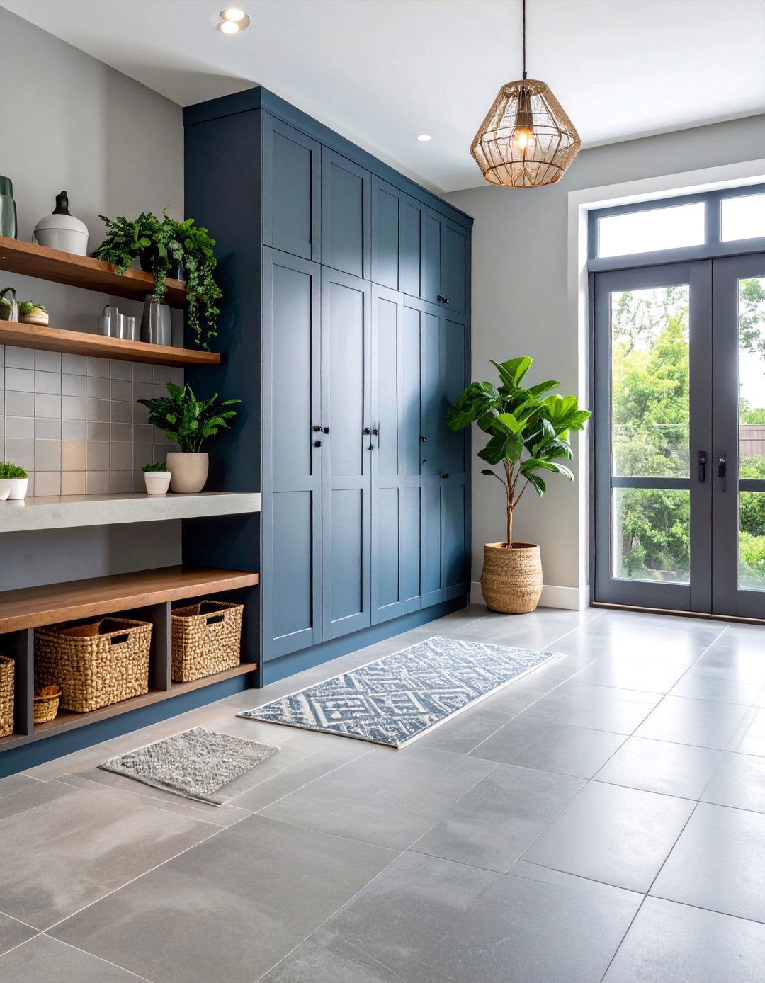 Industrial Concrete Look Mudroom Tiles - 25 Mudroom Tile Floor Ideas