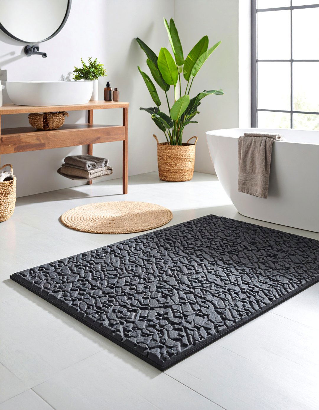 Industrial Concrete Look Non Slip Mat - 25 Bathroom Rug Ideas