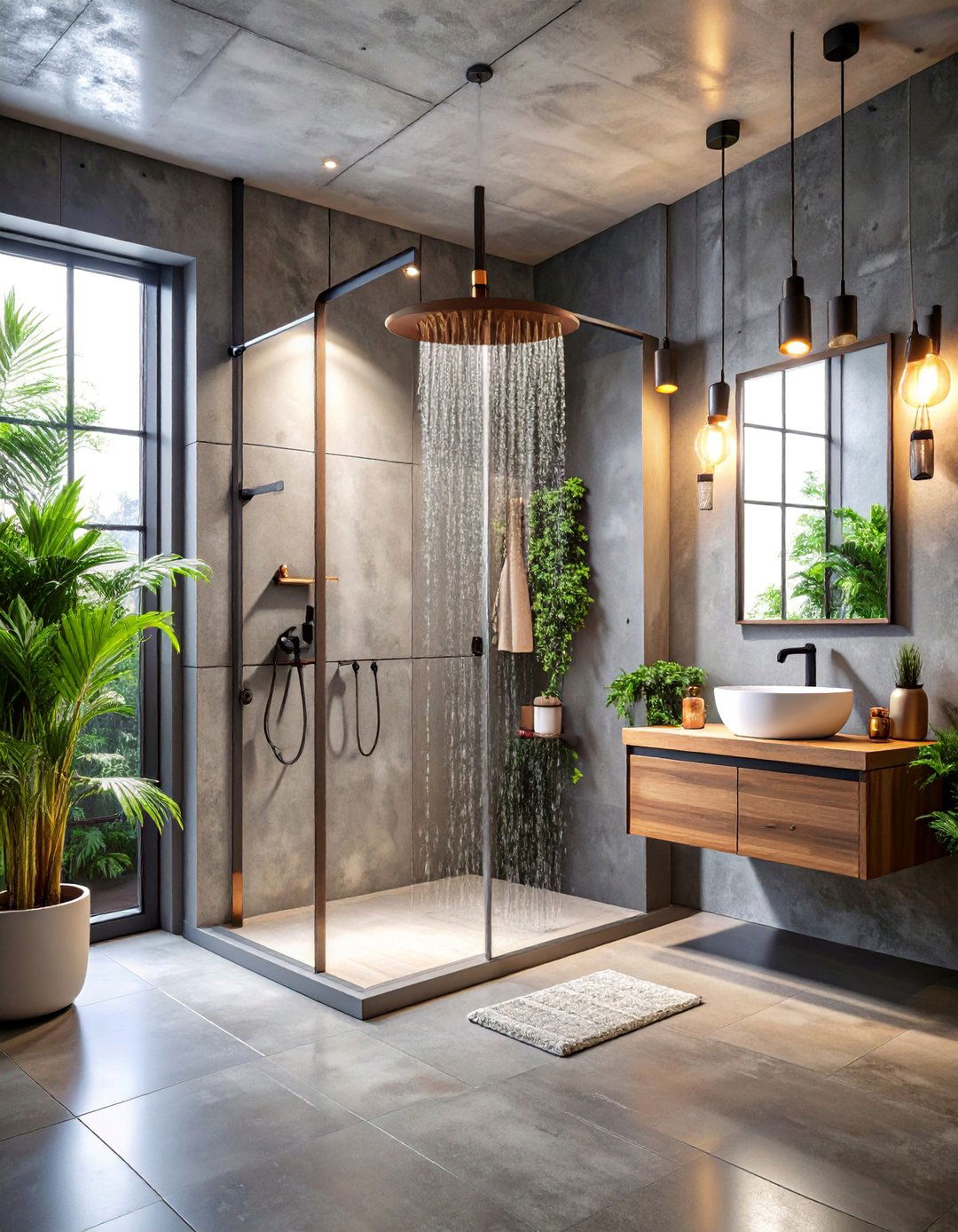 Industrial Concrete Shower Surround - 25 Shower Surround Ideas