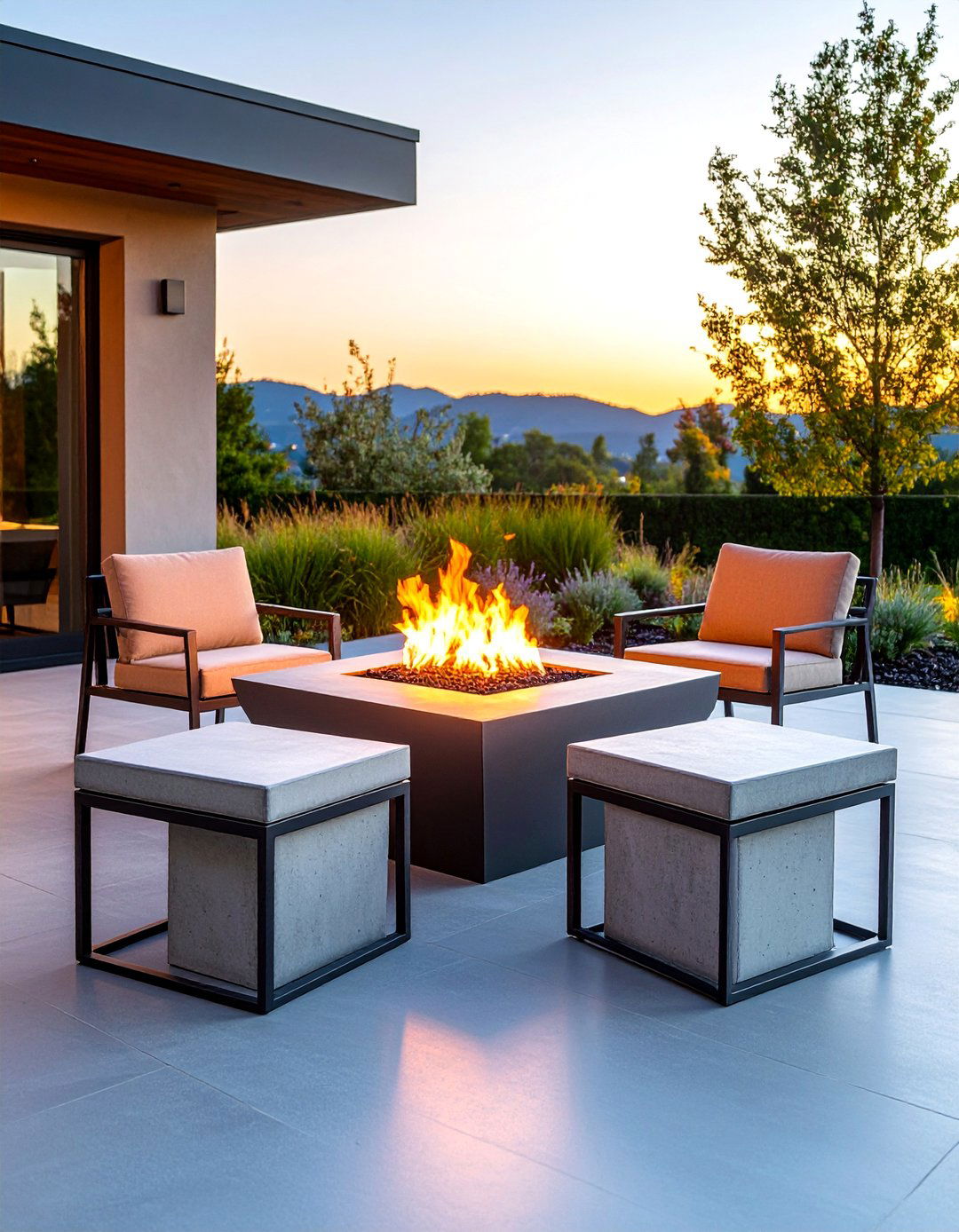 Industrial Concrete Stools with Geometric Designs - 25 Fire Pit Chair Ideas