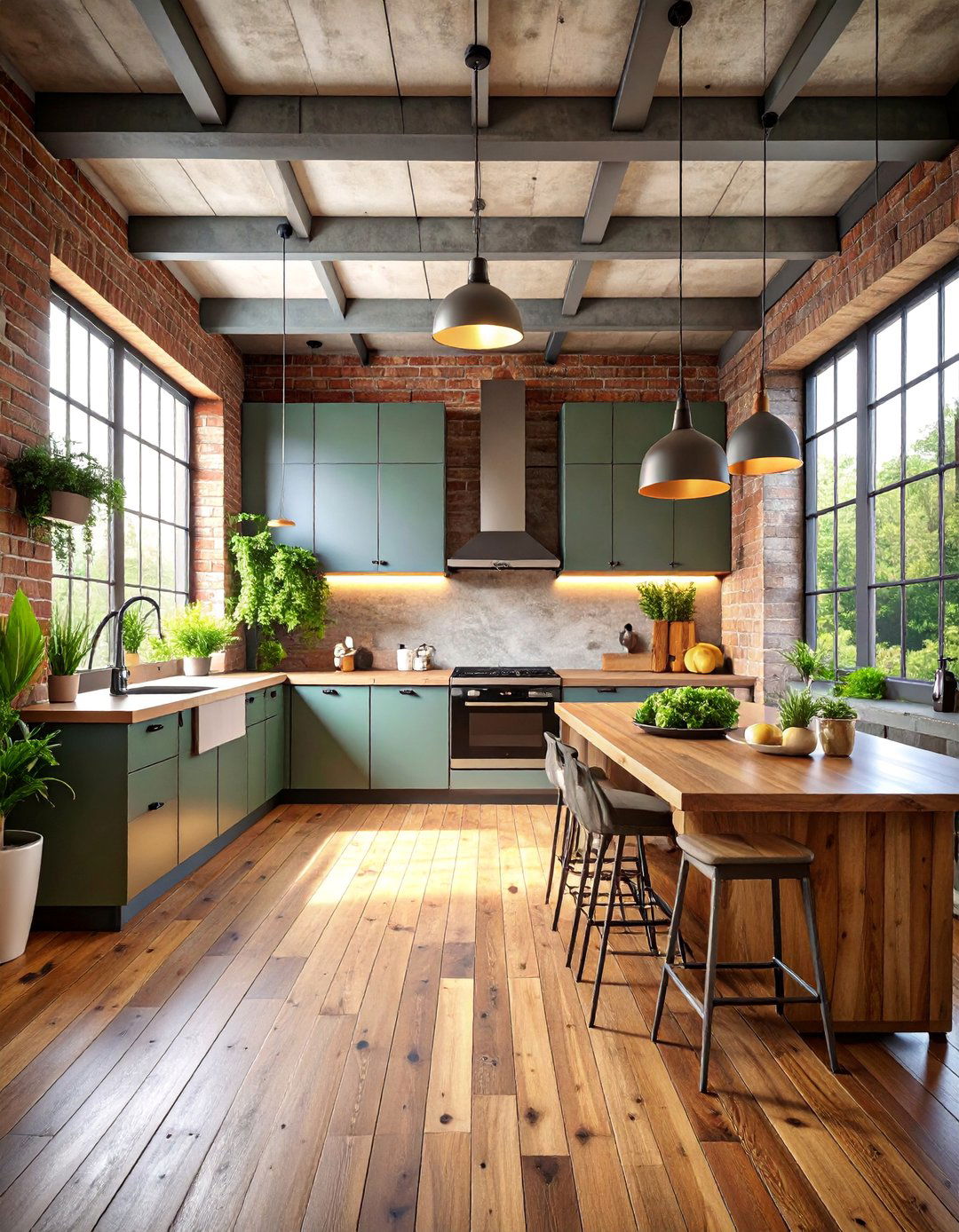Industrial Concrete and Wood Kitchen with Urban Appeal - 25 Kitchens With Wood Floors