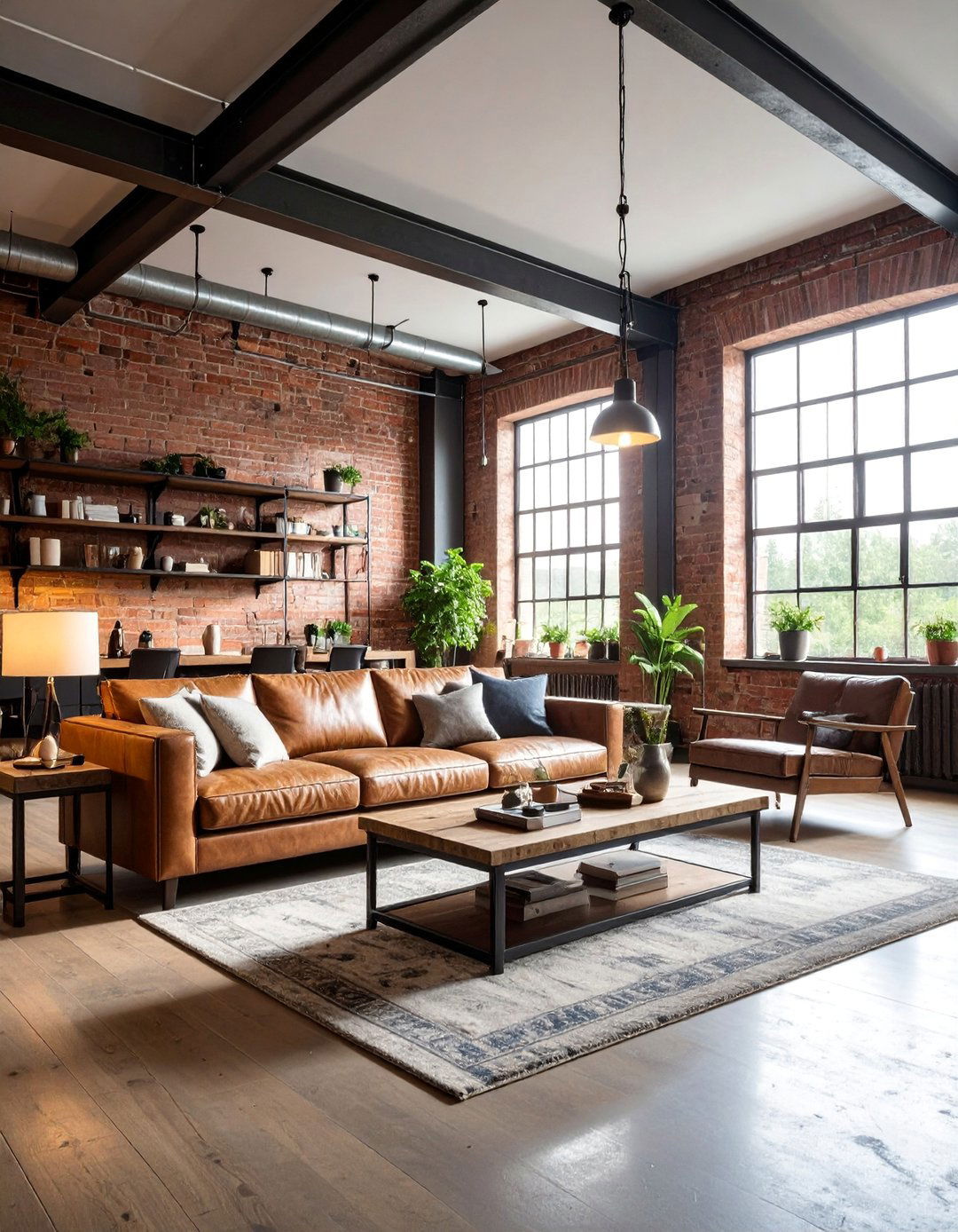 Industrial Country Living Room with Metal Accents - 25 Country Living Room Ideas