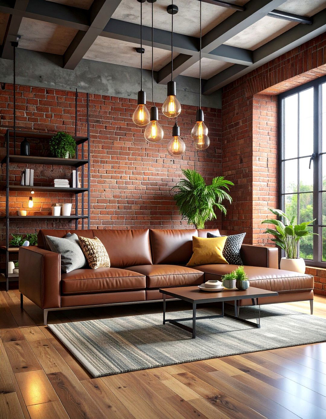 Industrial Dark Brown Couch with Metal Elements - 25 Dark Brown Couch Living Room Ideas