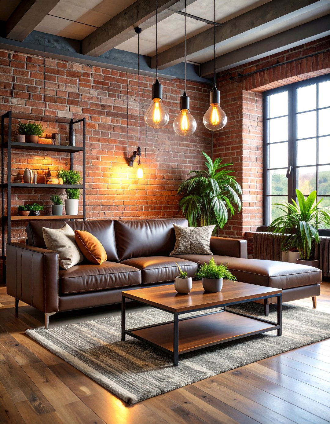 Industrial Dark Grey Couch with Metal and Concrete - 25 dark grey couch living room ideas