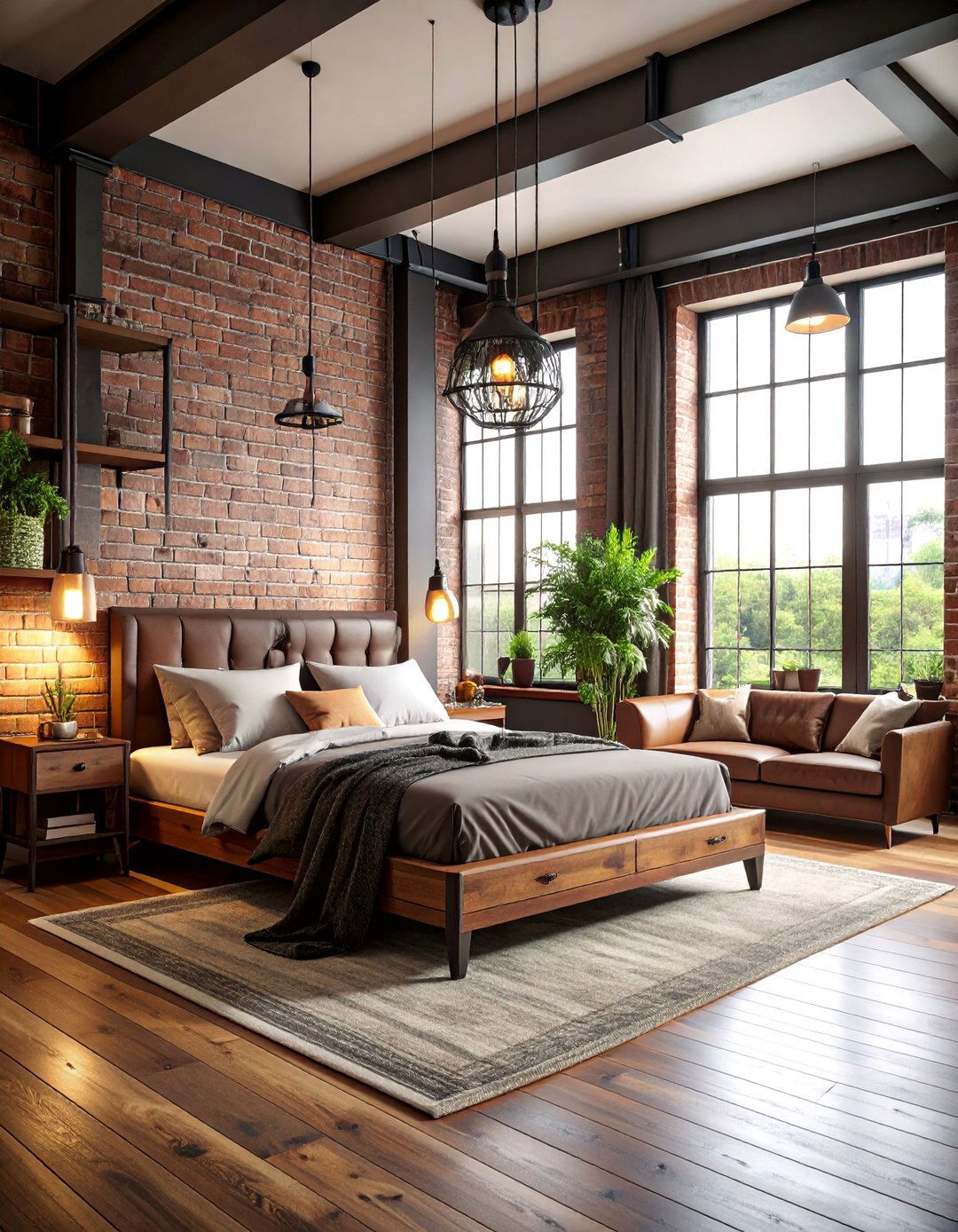 Industrial Dark Wood Bedroom with Metal Accents - 25 Dark Wood Bedroom Ideas