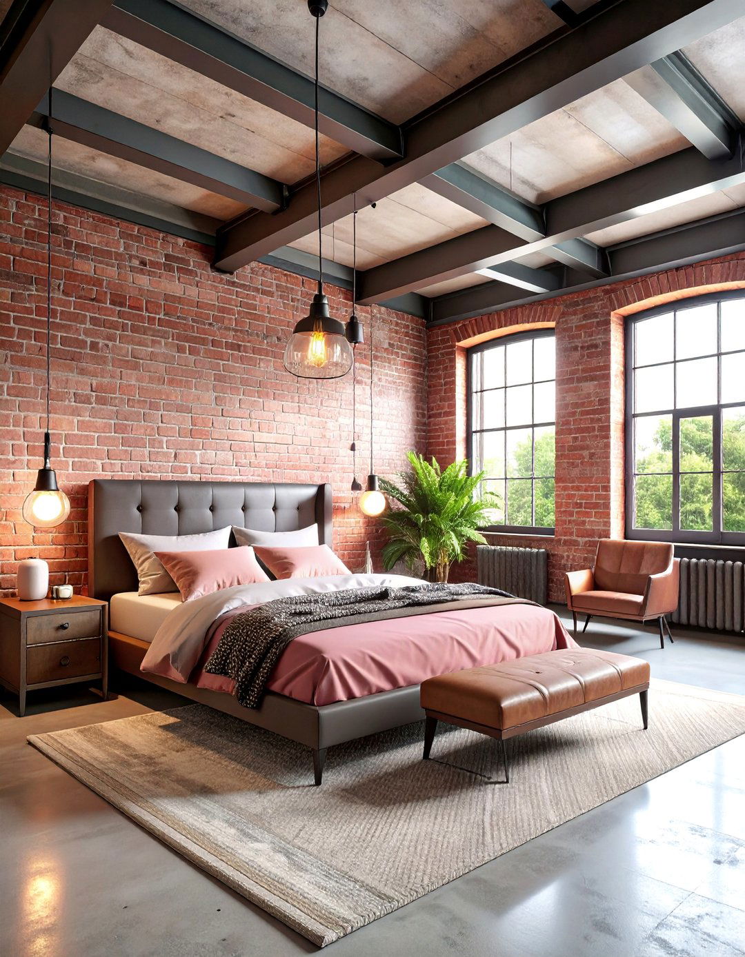 Industrial Dusty Rose Bedroom with Urban Edge - 25 Dusty Rose Bedroom Ideas