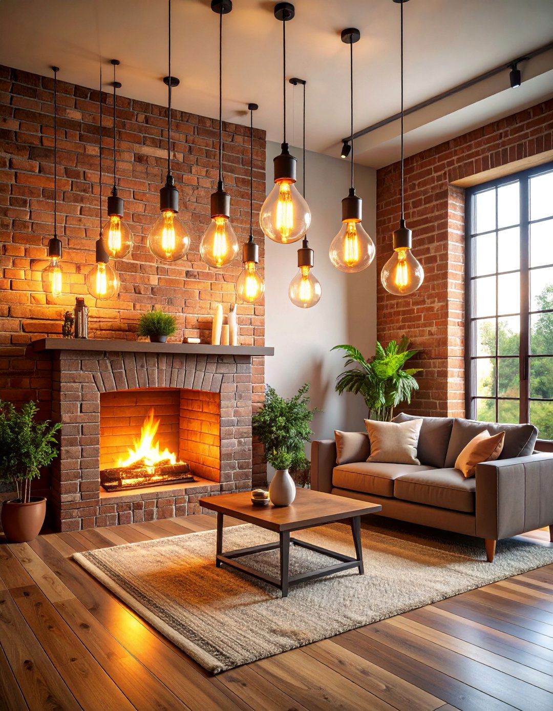 Industrial Edison Bulb Character - 25 Fireplace Lighting Ideas
