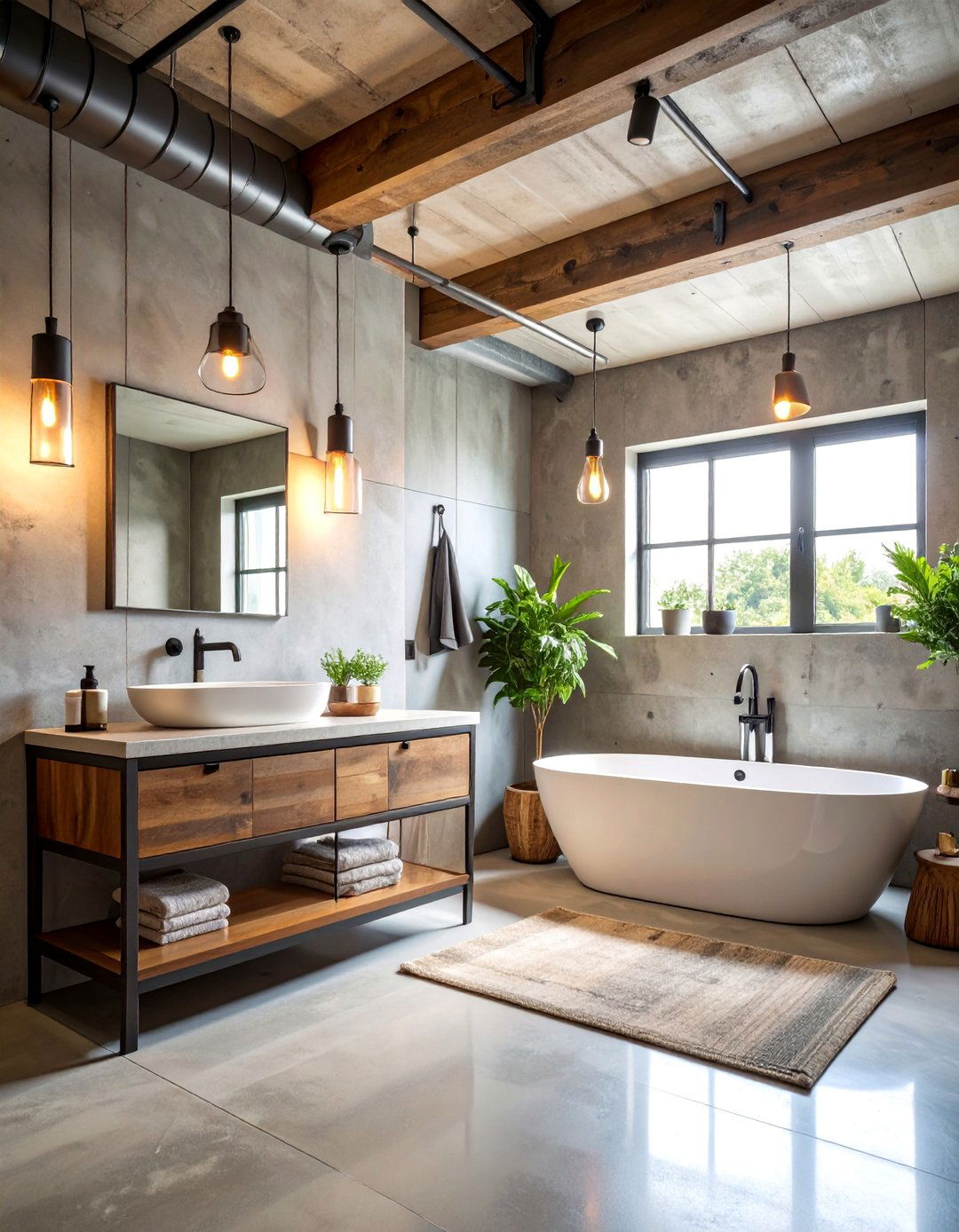 Industrial Exposed Ceiling Basement Bathroom - 25 Basement Bathroom Ideas
