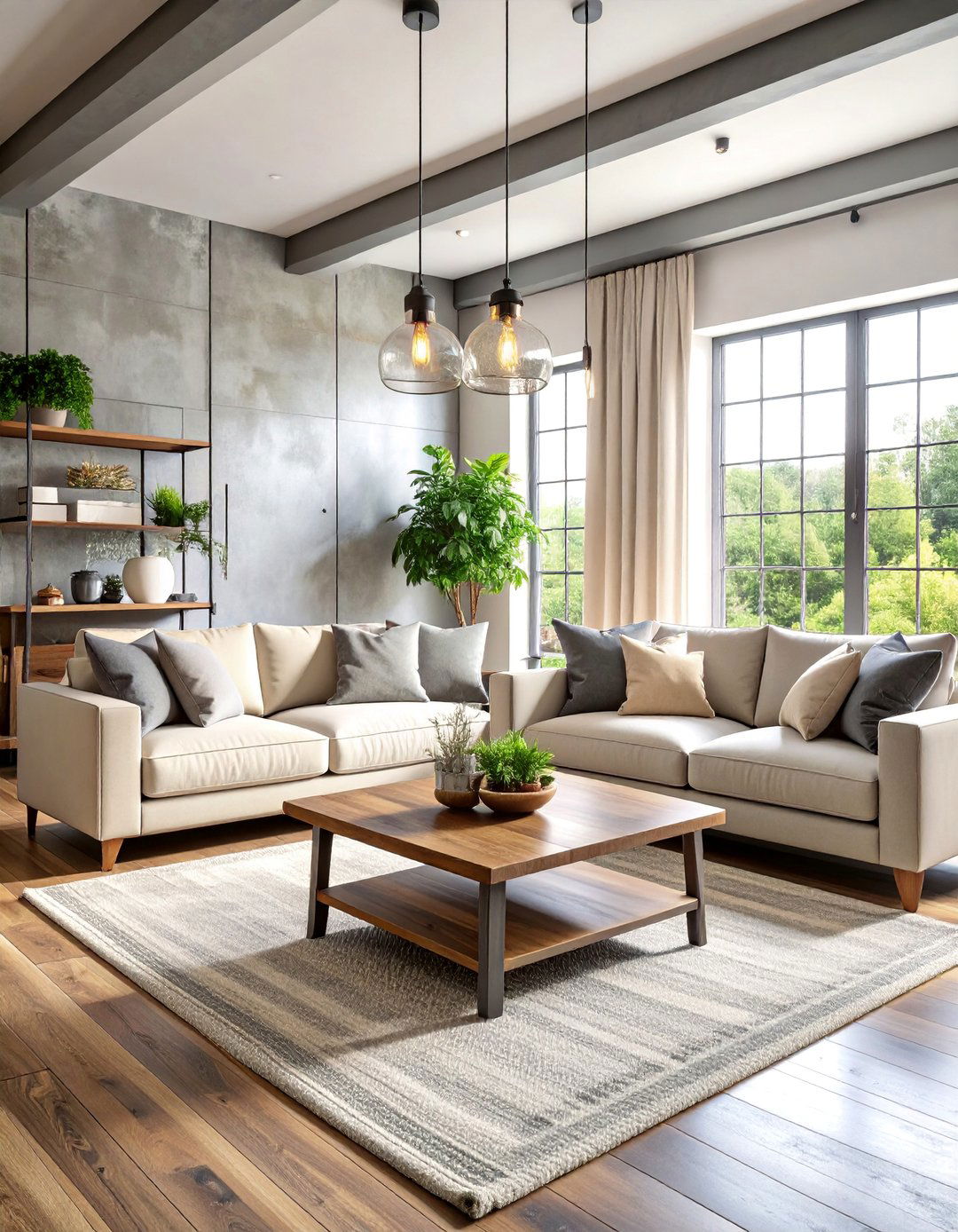 Industrial Farmhouse Grey and Cream Character - 25 Grey and Cream Living Room Ideas