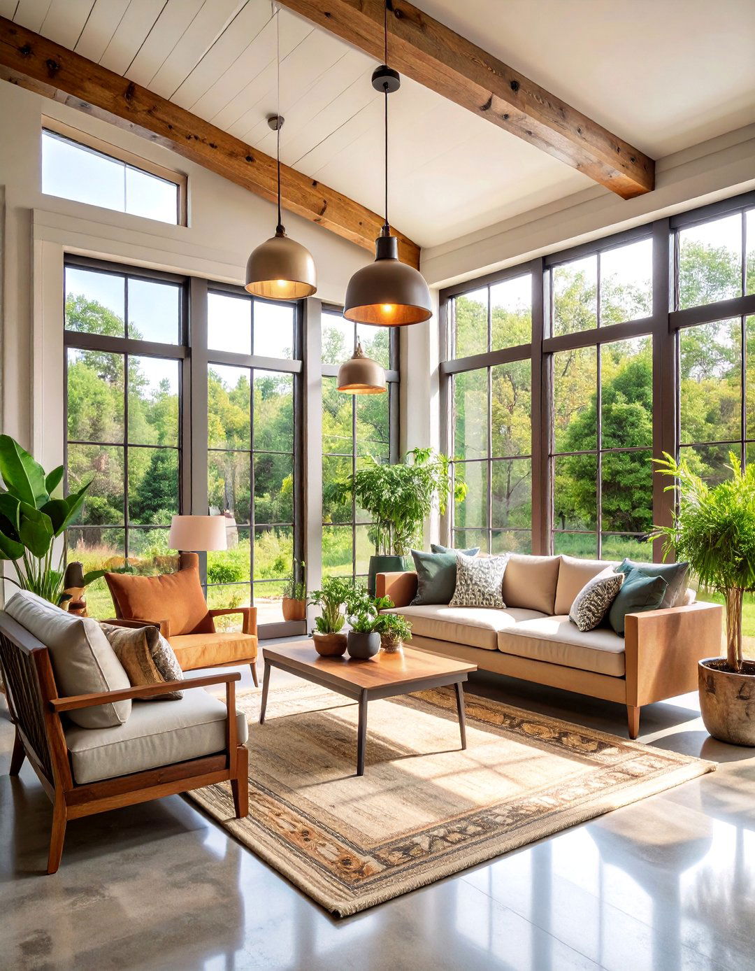 Industrial Farmhouse Sunroom with Metal Accents - 25 Farmhouse Sunroom Ideas
