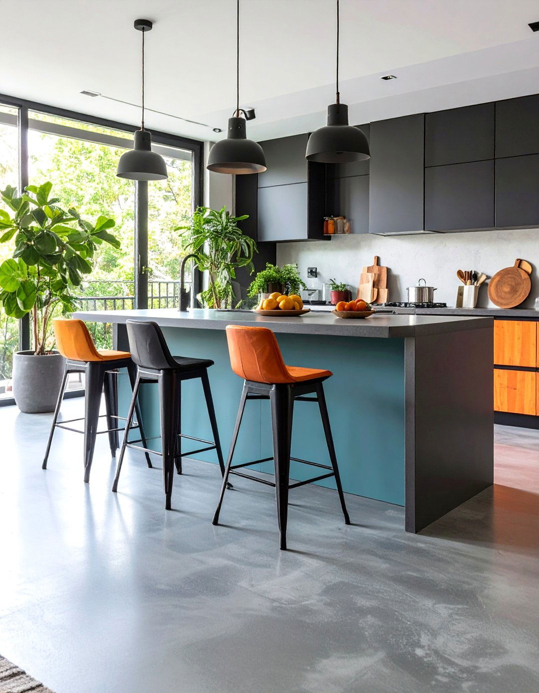 Industrial Faux Concrete Painted Floor - 25 Painted Floor Ideas