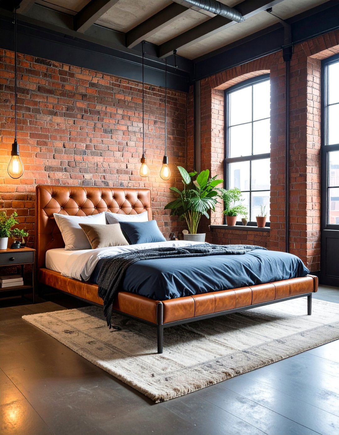 Industrial Futon Bedroom with Metal Frame and Urban Elements - 25 Futon Bedroom Ideas