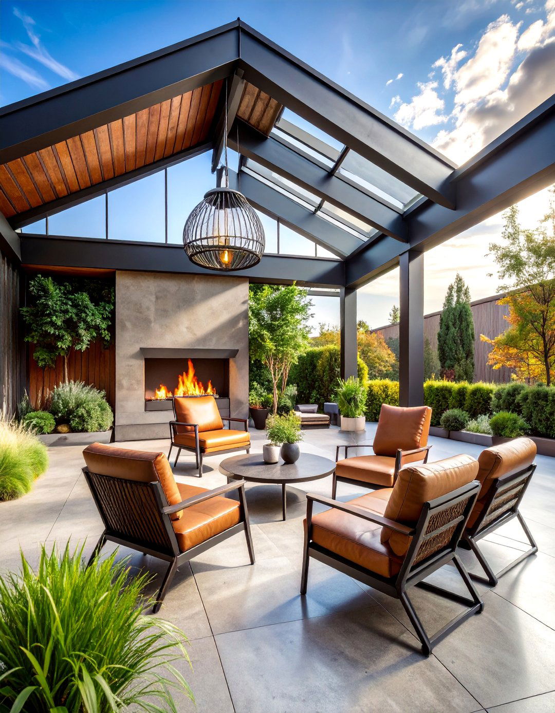 Industrial Gable Patio Roof with Corten Steel Cladding - 25 Gable Patio Roof Design Ideas