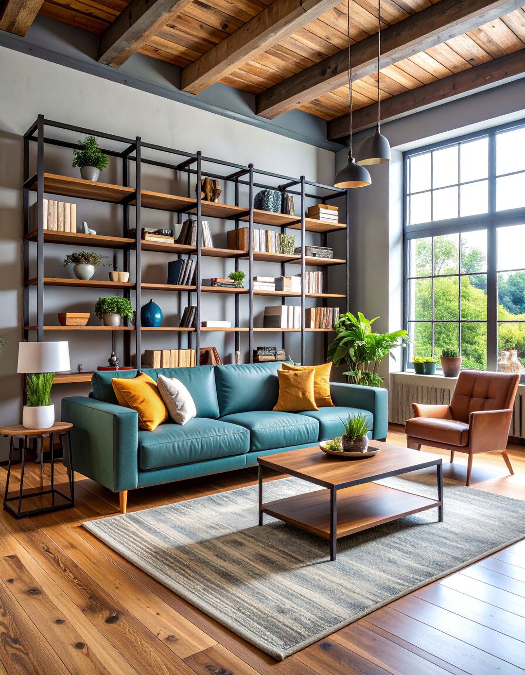 Industrial Galvanized Pipe Bookcase - 25 Living Room Bookshelf Ideas