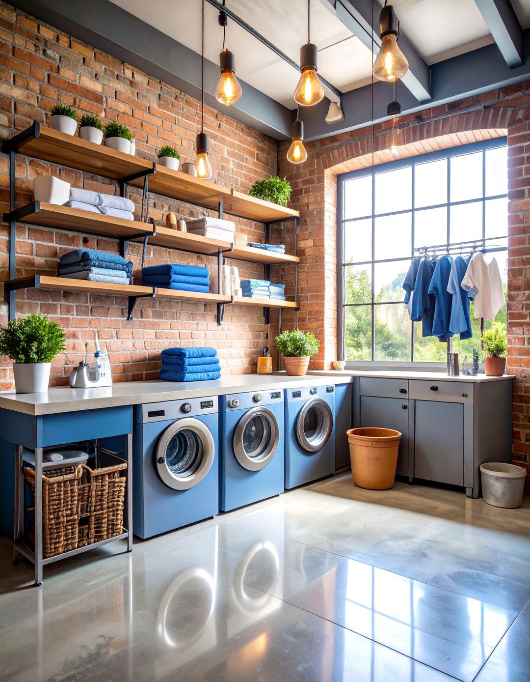 Industrial Garage Stackable Laundry Station - 25 Stackable Laundry Room Ideas