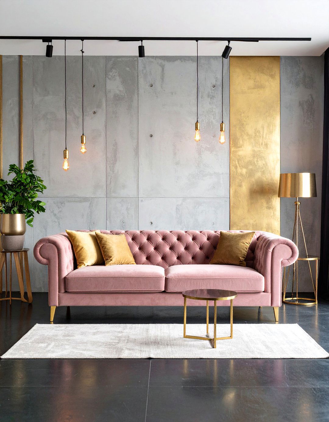 Industrial Glam Black Floor Living Room - 25 Black Floor Living Room Ideas
